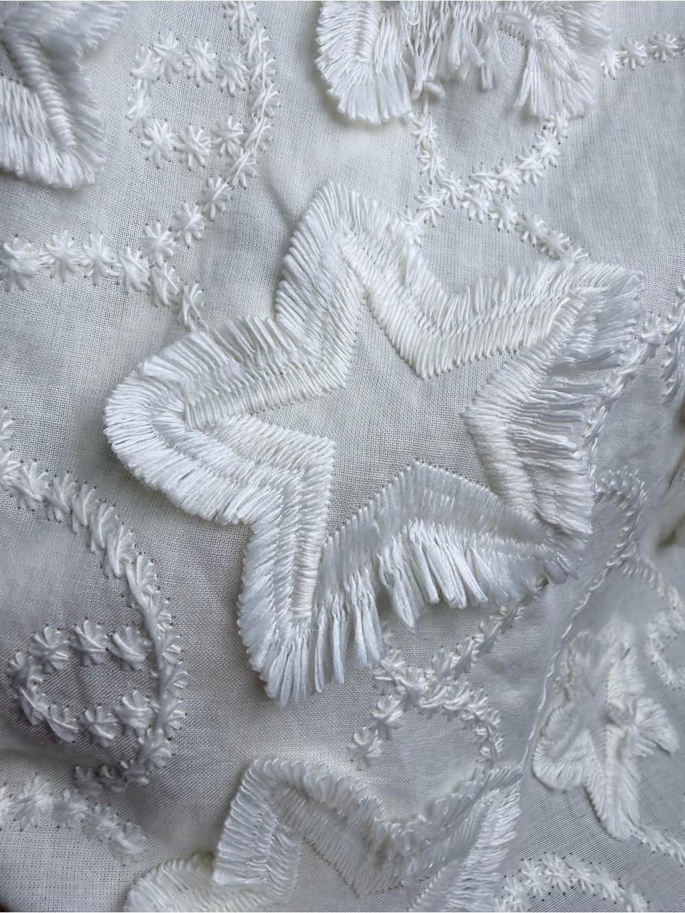 FARM Rio Cream Star-Textured Ruffled-Neck Blouse - Picture 6 of 12